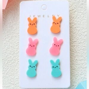 Set of 3 Easter Peeps stud pierced earrings! Perfect Easter shades! Lightweight!
